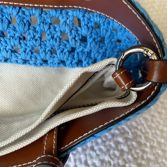 STAUD Crochet Porte Tote Shoulder Bag Casual Beachy In Azure Color One Size - Picture 10 of 15